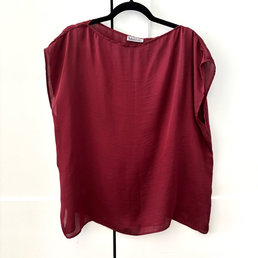 Tutu & Lilli Maroon Satin Effect Top